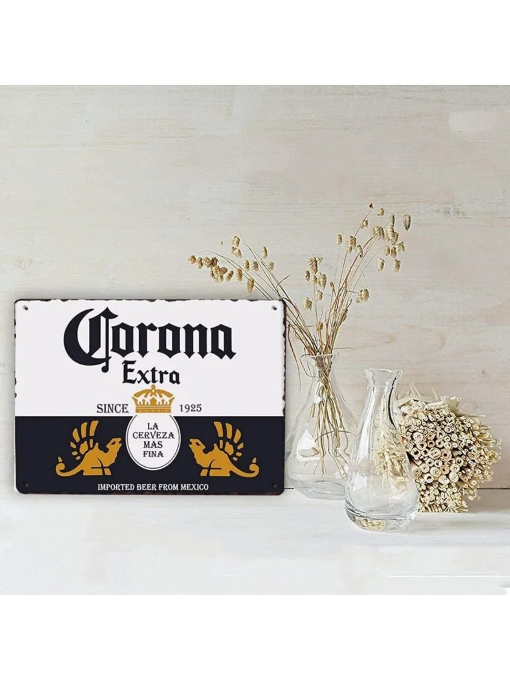 Vintage Metal Beer Signs Set - 6-Piece Wall Decor for Man Cave & Home Bar